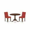 East West Furniture Dmab3-mah-72 3 Piece Kitchen Table Set Includes 1 Drop Leaves Dining Room Table And 2 Firebrick Red 
