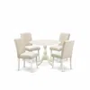 East West Furniture Dmab5-lwh-02 5 Piece Modern Dining Table Set Contains 1 Drop Leaves Dining Table And 4 Light Beige L