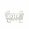 East West Furniture Dmab5-lwh-64 5 Piece Dinning Room Table Set Contains 1 Drop Leaves Wooden Table And 4 White Pu Leath