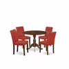 East West Furniture Dmab5-mah-72 5 Piece Dining Table Set Contains 1 Drop Leaves Dining Table And 4 Firebrick Red Pu Lea