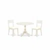 East West Furniture Dmad3-lwh-c 3 Piece Dinette Set Consists Of 1 Drop Leaves Modern Dining Room Table And 2 Linen White