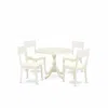 East West Furniture Dmad5-lwh-c 5 Piece Dining Room Set Consists Of 1 Drop Leaves Dining Table And 4 Linen White Faux Le