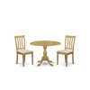 East West Furniture Dman3-oak-c 3 Piece Kitchen Dining Table Set - Oak Kitchen Table And 2 Oak Linen Fabric Dining Room 