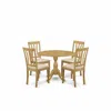 East West Furniture Dman5-oak-c 5 Piece Dining Table Set - Oak Dining Room Table And 4 Oak Linen Fabric Dining Room Chai