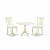 East West Furniture Dmav3-lwh-w 3 Piece Modern Dining Table Set Contains 1 Drop Leaves Dining Table And 2 Linen White Di