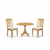 East West Furniture Dmav3-oak-c 3 Piece Modern Dining Table Set - Oak Wood Table And 2 Oak Linen Fabric Modern Dining Ch