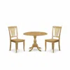 East West Furniture Dmav3-oak-w 3 Piece Dining Room Table Set - Dropleaf Dining Room Table And 2 Oak Wooden Dining Chair