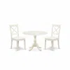 East West Furniture Dmbo3-lwh-c 3 Piece Dinning Room Table Set Consists Of 1 Drop Leaves Modern Dining Table And 2 Linen