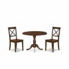 East West Furniture Dmbo3-mah-w 3 Piece Wooden Dining Table Set Contains 1 Drop Leaves Dining Table And 2 Mahogany Woode
