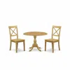 East West Furniture Dmpo3-oak-w 3 Piece Modern Dining Room Table Set - Oak Dining Room Table And 2 Oak Wooden Dining Cha