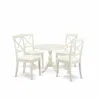 East West Furniture Dmbo5-lwh-c 5 Piece Dining Room Set Includes 1 Drop Leaves Dining Room Table And 4 Linen White Faux 