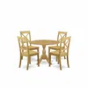 East West Furniture Dmbo5-oak-w 5 Pc Dining Table Set - Mid Century Modern Dining Room Table And 4 Oak Wooden Dining Roo