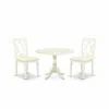 East West Furniture Dmcl3-lwh-c 3 Piece Dining Room Table Set Includes 1 Drop Leaves Wood Dining Table And 2 Linen White
