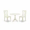 East West Furniture Dmcl3-lwh-w 3 Piece Dining Set Contains 1 Drop Leaves Dining Room Table And 2 Linen White Dinning Ro