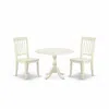 East West Furniture Dmda3-lwh-w 3 Piece Dining Table Set Consists Of 1 Drop Leaves Wooden Dining Table And 2 Linen White