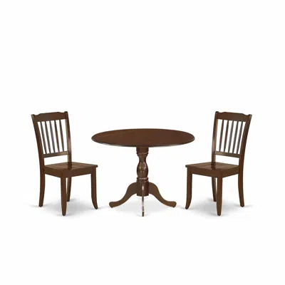 East West Furniture Dmda3-mah-w 3 Piece Dining Table Set Consists Of 1 Drop Leaves Dining Table And 2 Mahogany Mid Centu