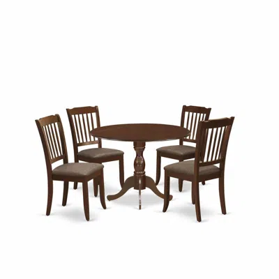 East West Furniture Dmda5-mah-c 5 Piece Wood Dining Table Set Consists Of 1 Drop Leaves Dining Table And 4 Mahogany Line In Multi