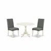 East West Furniture Dmdr3-lwh-07 3 Piece Wood Dining Table Set Includes 1 Drop Leaves Dining Room Table And 2 Grey Linen