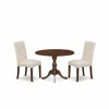 East West Furniture Dmdr3-mah-01 3 Piece Wooden Dining Table Set Includes 1 Drop Leaves Dining Table And 2 Cream Linen F