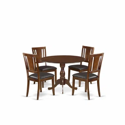 East West Furniture Dmdu5-mah-c 5 Piece Wood Dining Table Set Consists Of 1 Drop Leaves Wooden Dining Table And 4 Mahoga