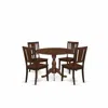East West Furniture Dmdu5-mah-w 5 Piece Dinette Sets Includes 1 Drop Leaves Wooden Dining Table And 4 Mahogany Mid Centu