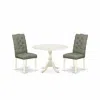 East West Furniture Dmel3-lwh-07 3 Piece Dining Room Set Consists Of 1 Drop Leaves Dining Table And 2 Smoke Linen Fabric