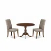 East West Furniture Dmel3-mah-16 3 Piece Dining Table Set Consists Of 1 Drop Leaves Dining Table And 2 Dark Khaki Linen 