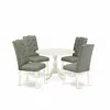 East West Furniture Dmel5-lwh-07 5 Piece Dining Table Set Includes 1 Drop Leaves Wooden Table And 4 Smoke Linen Fabric D