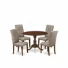 East West Furniture Dmel5-mah-16 5 Piece Dining Set Includes 1 Drop Leaves Wooden Table And 4 Dark Khaki Linen Fabric Pa