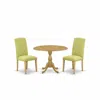 East West Furniture Dmen3-oak-07 3 Piece Dining Room Set - Oak Small Dining Table And 2 Limelight Linen Fabric Dining Ro