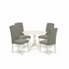 East West Furniture Dmen5-lwh-06 5 Piece Dining Room Table Set Includes 1 Drop Leaves Wooden Dining Table And 4 Dark Shi