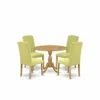 East West Furniture Dmen5-oak-07 5 Piece Dining Table Set - Oak Round Dining Table And 4 Limelight Linen Fabric Dining R