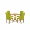 East West Furniture Dmen5-oak-51 5 Piece Modern Dining Table Set - Oak Breakfast Table And 4 Autumn Green Pu Leather Din