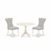 East West Furniture Hbga3-lwh-35 3 Piece Table Set - Linen White Dinner Table And 2 Doeskin Linen Fabric Kitchen Chairs 