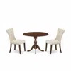 East West Furniture Dmga3-mah-32 3 Piece Modern Dining Table Set - Mahogany Dinning Table And 2 Light Tan Linen Fabric U