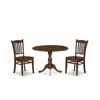 East West Furniture Dmgr3-mah-w 3 Piece Dining Room Table Set - Mahogany Small Dining Room Table And 2 Wooden Dining Cha