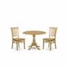 East West Furniture Dmgr3-oak-w 3 Piece Dining Room Table Set - Oak Dining Room Table And 2 Oak Modern Dining Room Chair