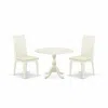 East West Furniture Dmip3-lwh-c 3 Piece Dining Room Table Set Contains 1 Drop Leaves Dining Room Table And 2 Linen White