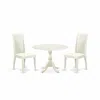 East West Furniture Dmip3-lwh-w 3 Piece Dinette Set Contains 1 Drop Leaves Dining Room Table And 2 Black Dinning Chairs 