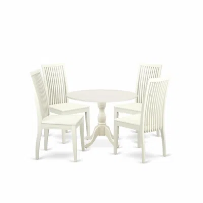 East West Furniture Dmip5-lwh-w 5 Piece Kitchen Table Set Contains 1 Drop Leaves Dining Room Table And 4 Black Kitchen C