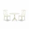 East West Furniture Dmke3-lwh-w 3 Piece Dinette Set Contains 1 Drop Leaves Wooden Dining Table And 2 Linen White Mid Cen