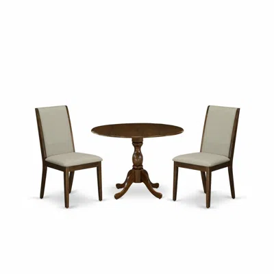 East West Furniture Dmla3-awa-05 3 Piece Modern Dining Table Set Contains 1 Drop Leaves Dining Room Table And 2 Grey Lin In Animal Print