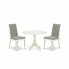 East West Furniture Dmla3-lwh-06 3 Piece Wooden Dining Table Set Includes 1 Drop Leaves Dining Table And 2 Shitake Linen