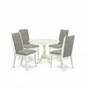 East West Furniture Dmla5-lwh-06 5 Piece Dining Table Set Consists Of 1 Drop Leaves Dining Table And 4 Shitake Linen Fab