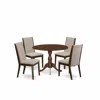 East West Furniture Dmla5-mah-04 5 Piece Dining Table Set - Mahogany Wood Table And 4 Light Tan Linen Fabric Upholstered