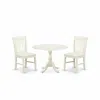 East West Furniture Dmnf3-lwh-w 3 Piece Dining Table Set Consists Of 1 Drop Leaves Dining Room Table And 2 Linen White M