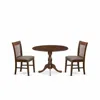 East West Furniture Dmnf3-mah-c 3 Piece Kitchen Table Set - Mahogany Dinning Table And 2 Mahogany Linen Fabric Kitchen C