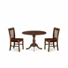 East West Furniture Dmnf3-mah-w 3 Pc Kitchen Dining Table Set - Mahogany Dropleaf Dining Table And 2 Mahogany Kitchen Ch