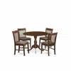 East West Furniture Dmnf5-mah-c 5 Piece Dining Room Table Set - Mahogany Modern Dining Table With 4 Mahogany Linen Fabri