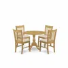 East West Furniture Dmnf5-oak-c 5 Piece Dining Room Table Set - Oak Modern Dining Table And 4 Oak Linen Fabric Dining Ro